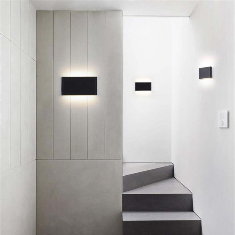 Black And White Waterproof Outdoor Modern Rectangular Wall Light