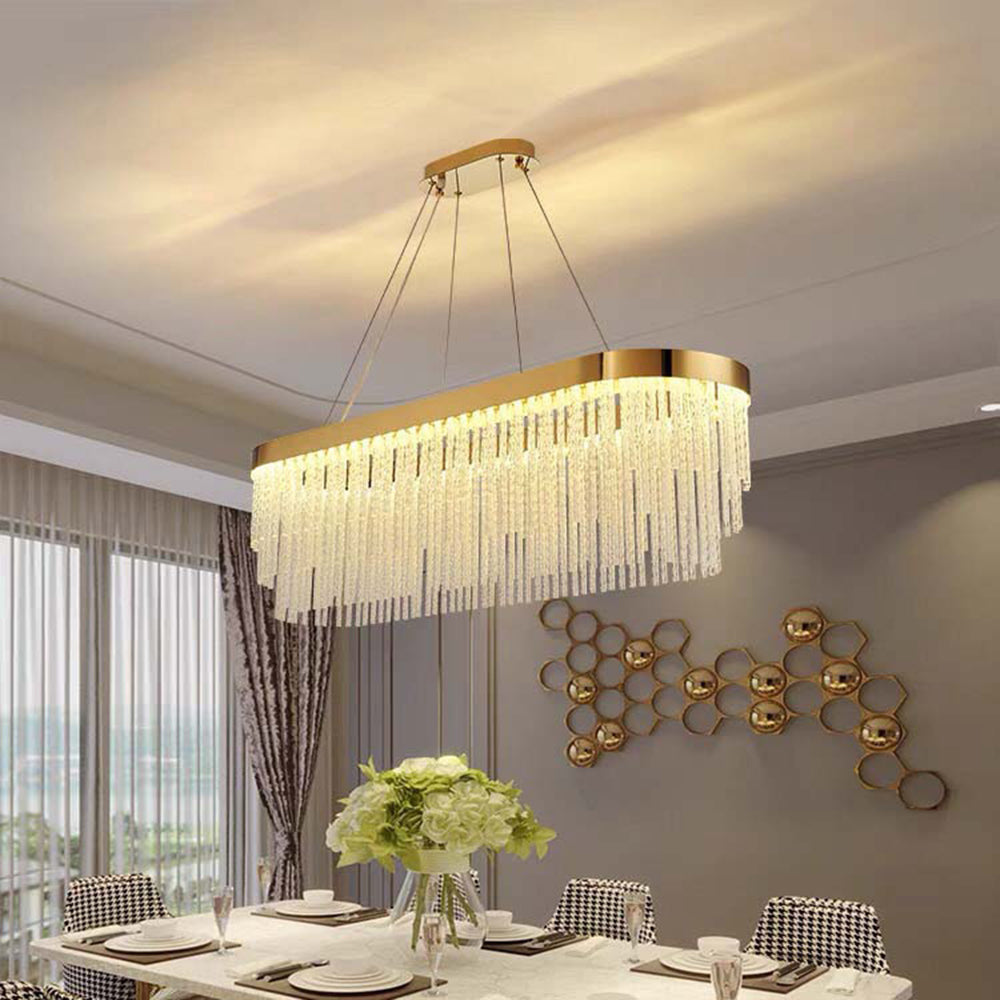 Pendant Light Crystal Gold Spiral for Living Room Ambience