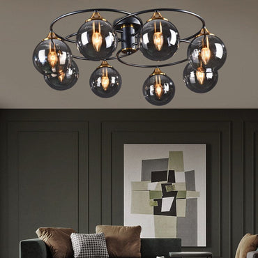 Amber Grey Nordic Flush Mount Ceiling Bubble Glass Light