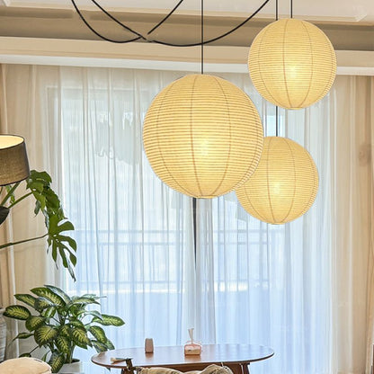 Pendant Light With Warm Glow WabiSabi Paper Globe