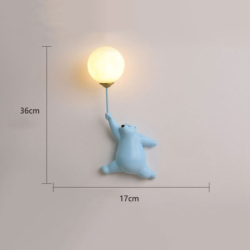 White Pink Or Blue Available Wall Light Balloon Bear Whimsical