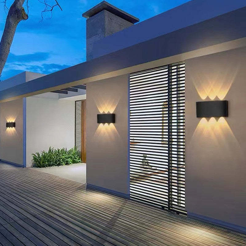 Metal Black And White Waterwave Finish Rectangular Outdoor Wall Light