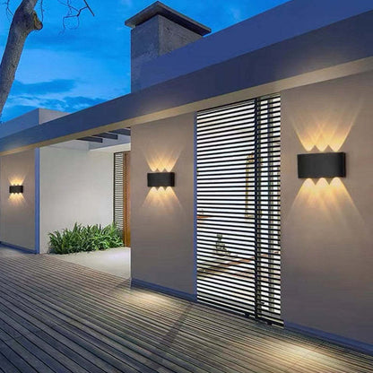 Metal Black And White Waterwave Finish Rectangular Outdoor Wall Light