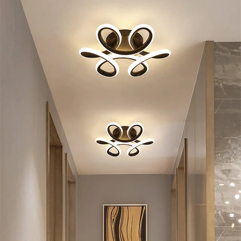 Dual Tone Black White LED Floral Metal Ceiling Light Hallway
