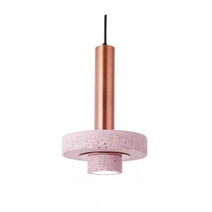 Art Deco Pendant Light With Terrazzo Accents And Colorful LED