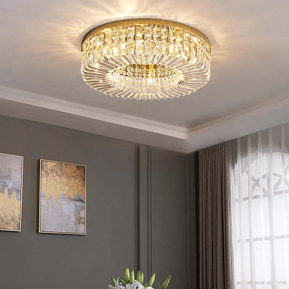 Metal Finish Nova Crystal Ceiling Mount Flush Light