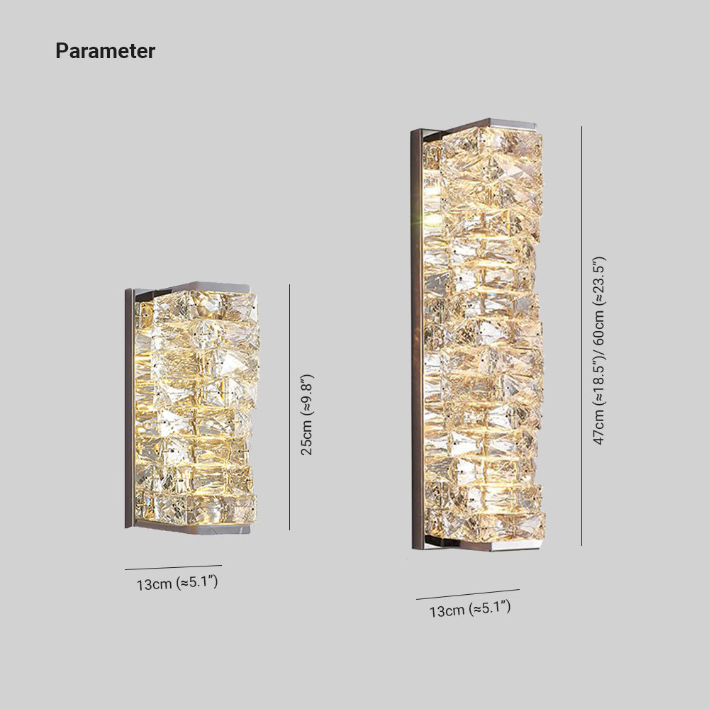 Modern Rectangular Crystal LED Vanity Wall Light LumenCraft