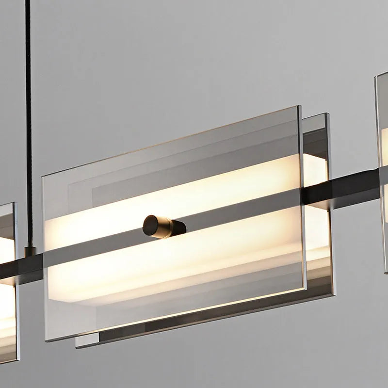 Copper Glass Linear Nordic Pendant Light For Dining