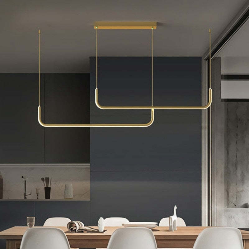 Black Gold Two Tone Finish Modern Linear Pendant Light
