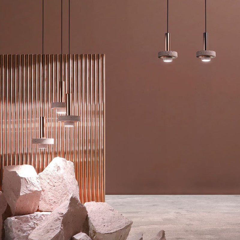 Art Deco Pendant Light With Terrazzo Accents And Colorful LED