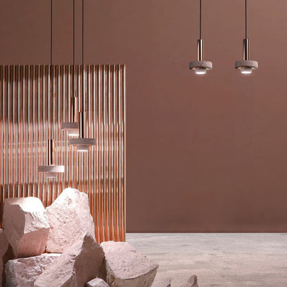 Art Deco Pendant Light With Terrazzo Accents And Colorful LED