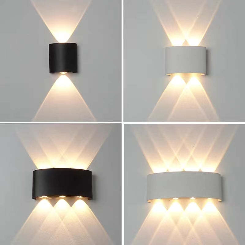 Metal Black And White Waterwave Finish Rectangular Outdoor Wall Light
