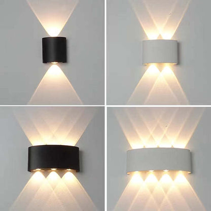 Metal Black And White Waterwave Finish Rectangular Outdoor Wall Light