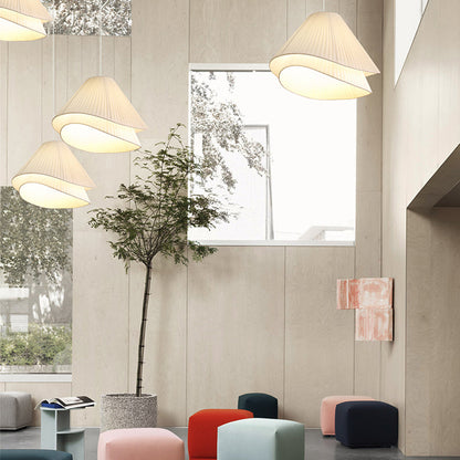 Soft Glow LED Pendant Light With Layered Fabric