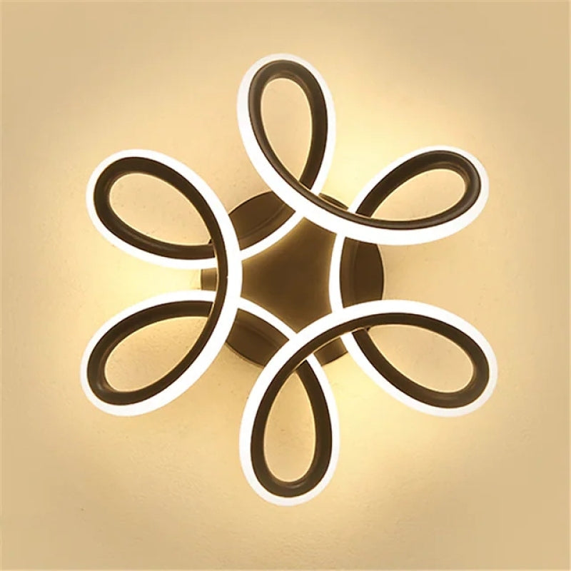 Dual Tone Black White LED Floral Metal Ceiling Light Hallway
