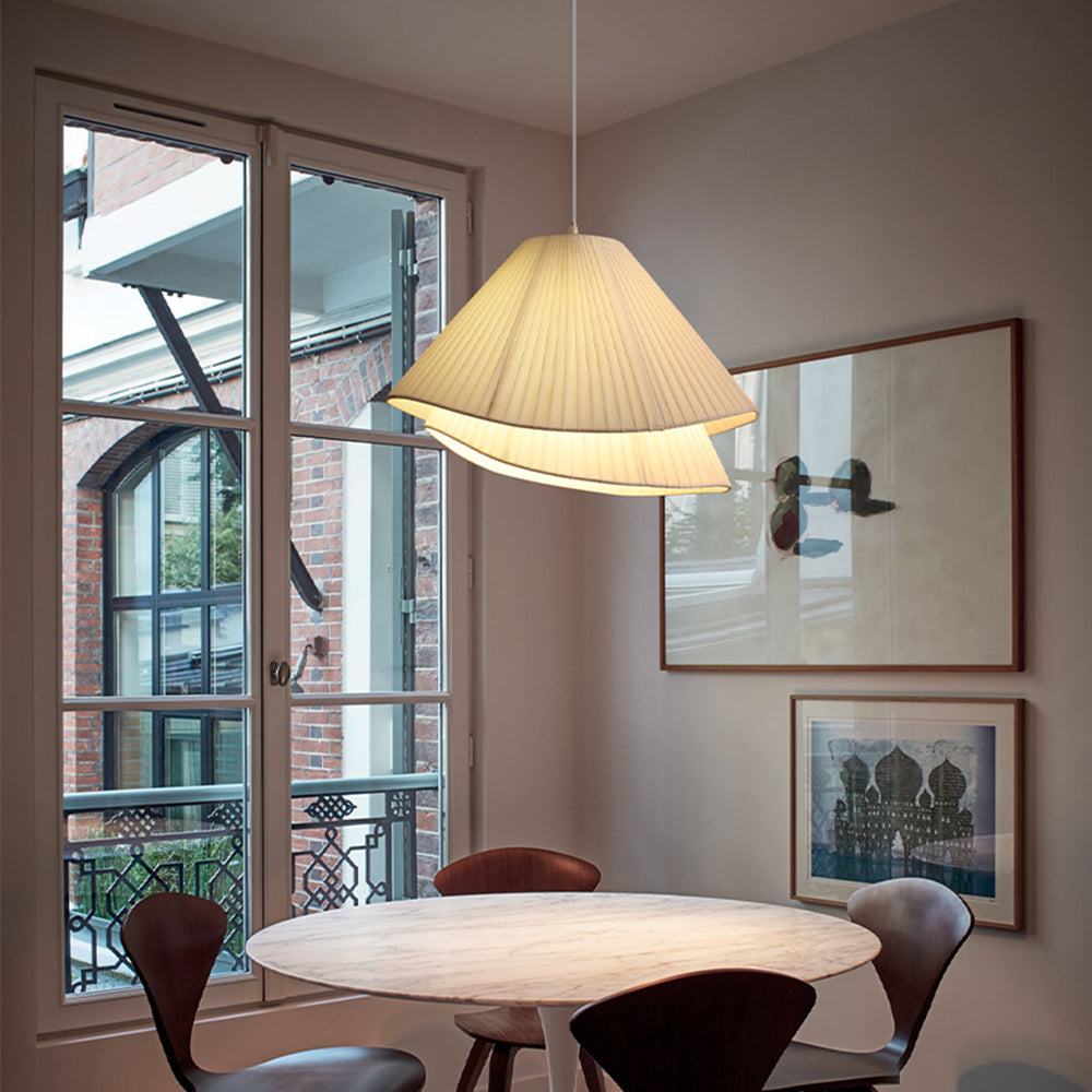 Soft Glow LED Pendant Light With Layered Fabric