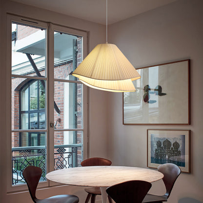 Soft Glow LED Pendant Light With Layered Fabric