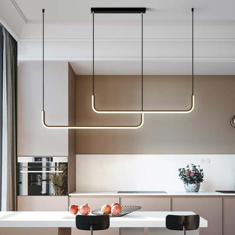 Black Gold Two Tone Finish Modern Linear Pendant Light