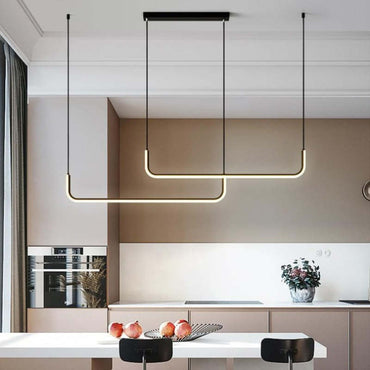 Black Gold Two Tone Finish Modern Linear Pendant Light