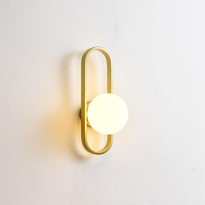 Gold And Black Metal Glass Globe Bedside Wall Lamp