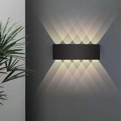 Metal Black And White Waterwave Finish Rectangular Outdoor Wall Light