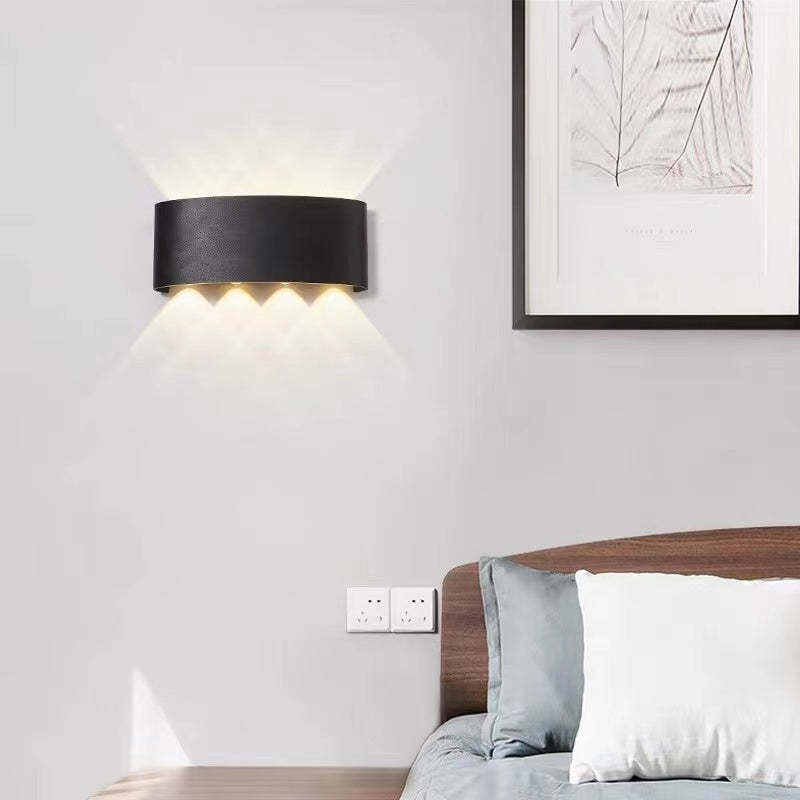 Metal Black And White Waterwave Finish Rectangular Outdoor Wall Light