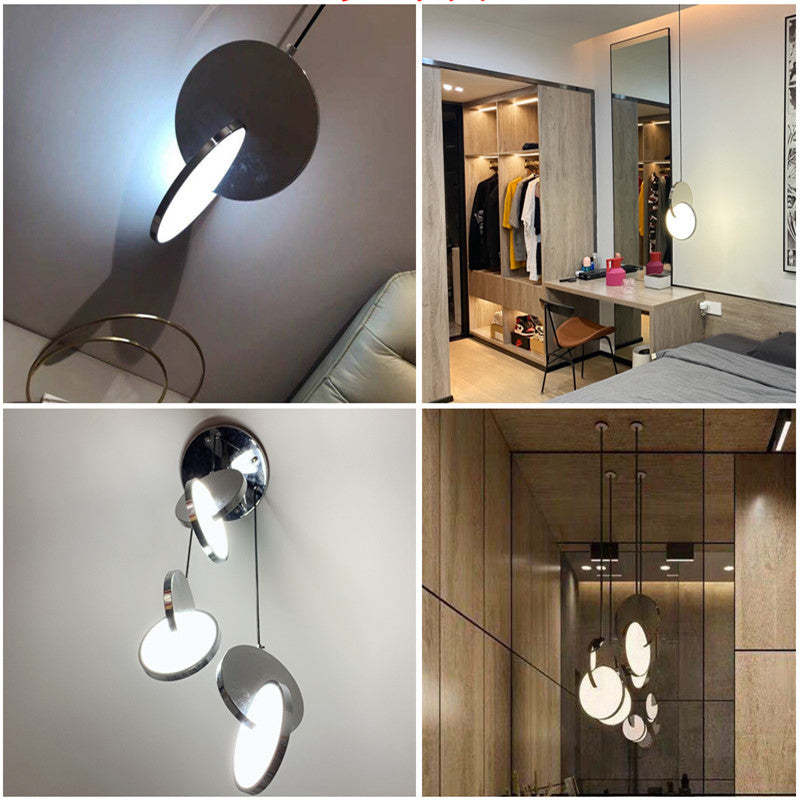 Pendant Light Disc in Gold and Silver with Soft Warm Glow