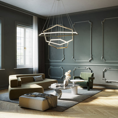 Gold Finish Geometric Metal Pendant Light