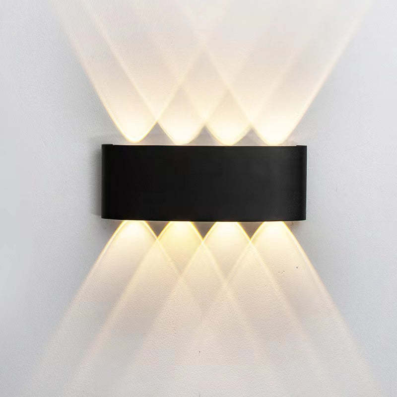 Metal Black And White Waterwave Finish Rectangular Outdoor Wall Light