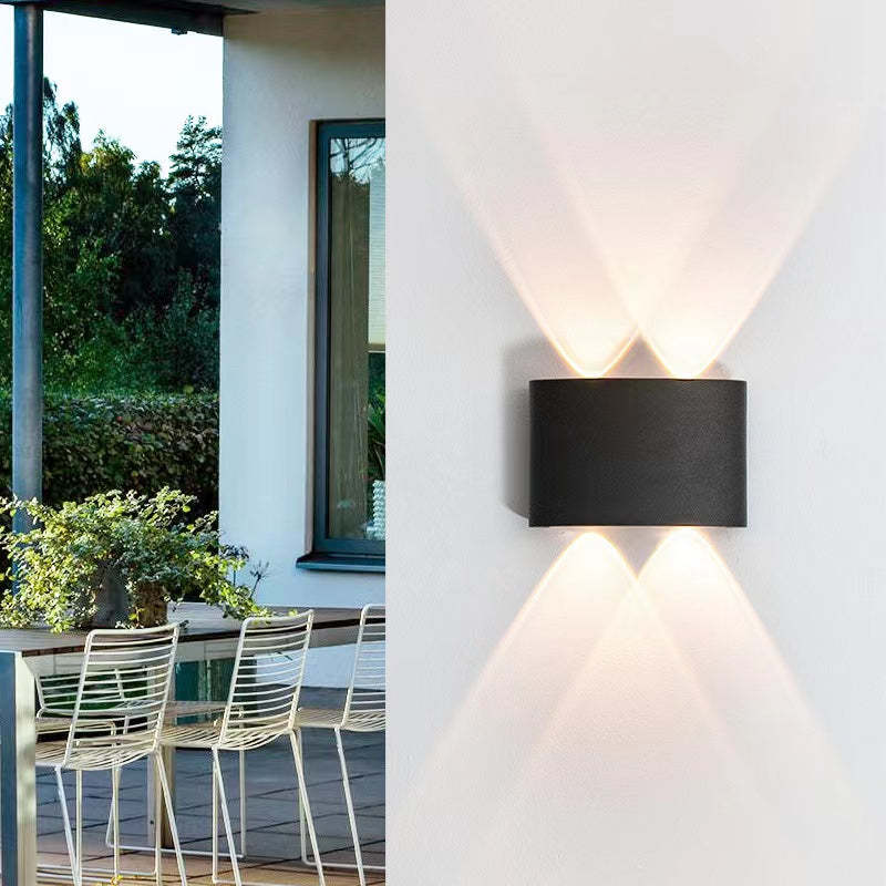 Metal Black And White Waterwave Finish Rectangular Outdoor Wall Light