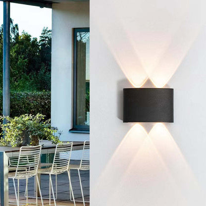 Metal Black And White Waterwave Finish Rectangular Outdoor Wall Light
