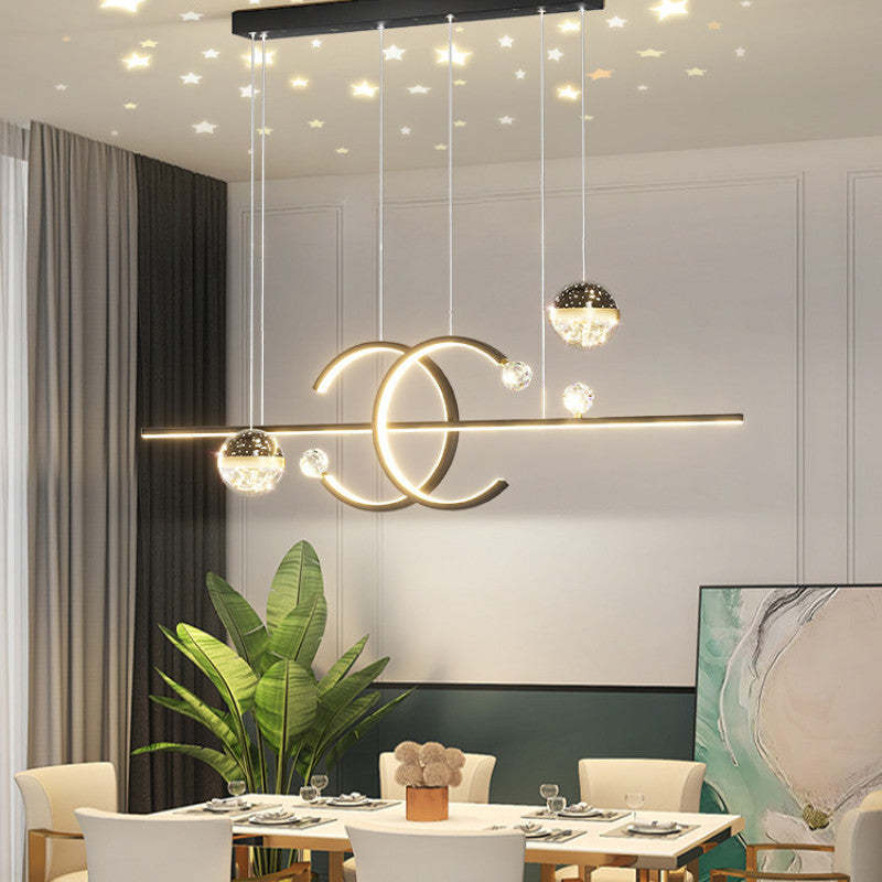 Starry Sky Glow Gold Black Double C Pendant Light