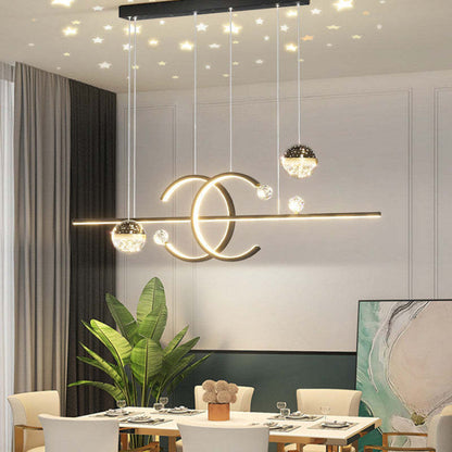 Starry Sky Glow Gold Black Double C Pendant Light