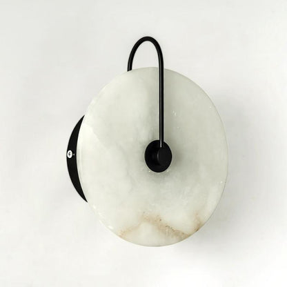 Gold And Black Finish Round Marble Bedside Wall Light