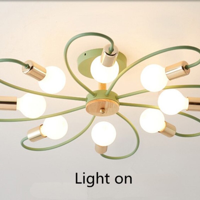 Green Grey Ceiling Flush Light Glass And Metal Elegant