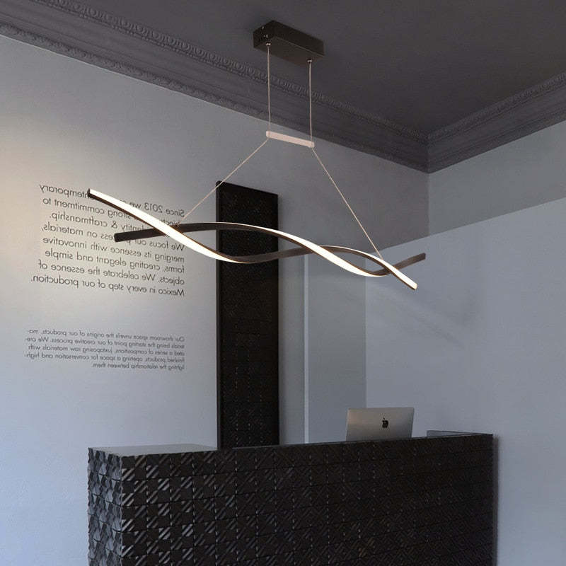 Pendant Light Durable Metal Linear Double Wave
