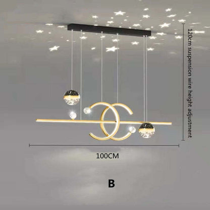 Starry Sky Glow Gold Black Double C Pendant Light