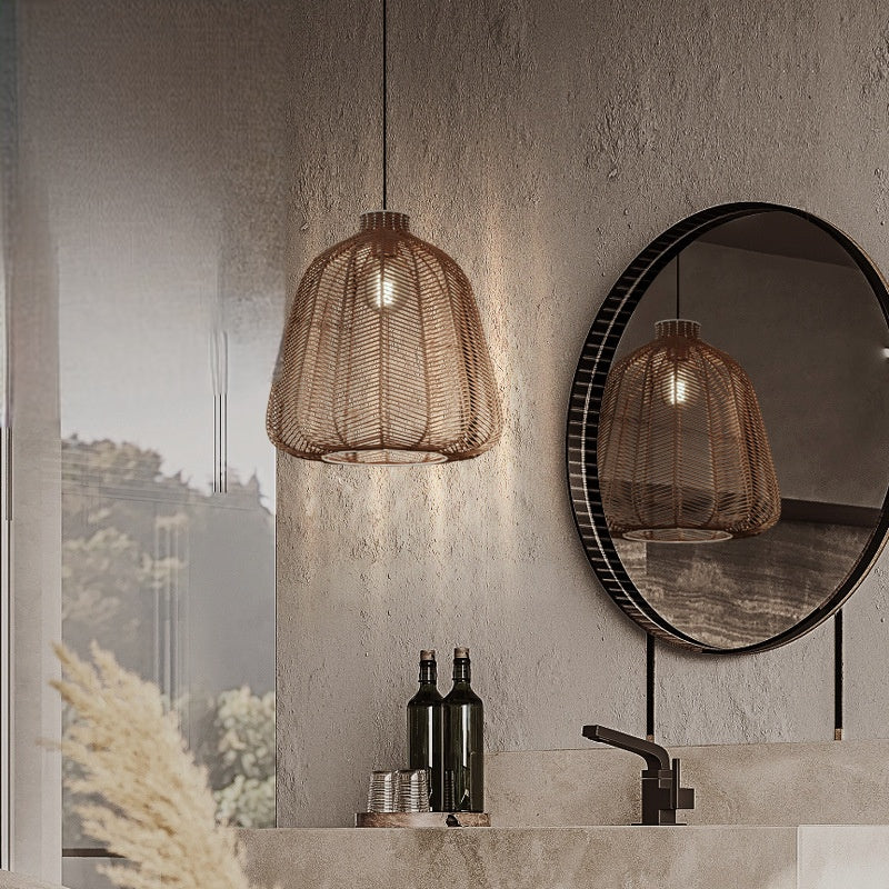 Warm Ambience Minimalist Pendant Light For LED Rattan