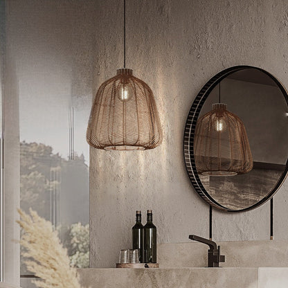 Warm Ambience Minimalist Pendant Light For LED Rattan