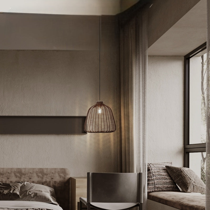 Warm Ambience Minimalist Pendant Light For LED Rattan