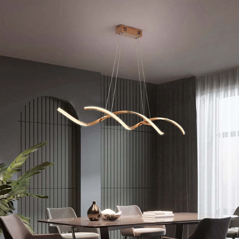 Premium Chrome Gold Finish Arisha Modern Wavy Pendant Light