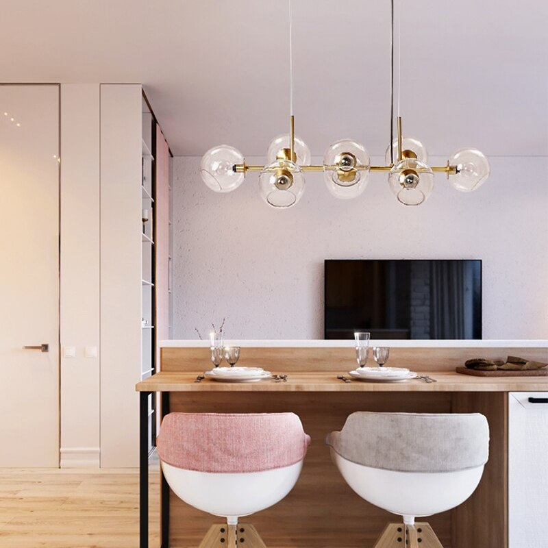 Pendant Light with Glass Globe for Ambient Living Room Ambiance