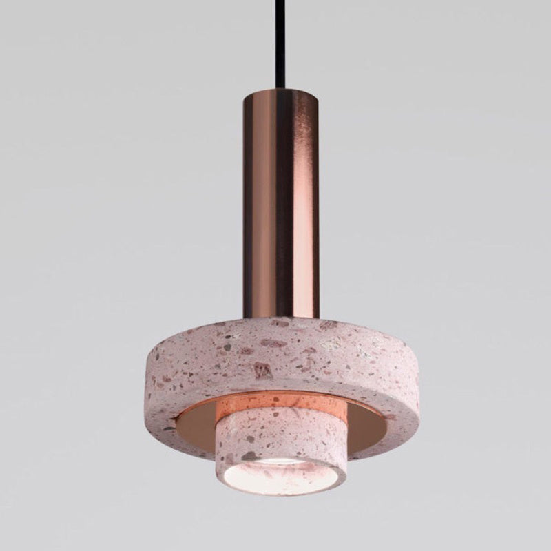 Art Deco Pendant Light With Terrazzo Accents And Colorful LED