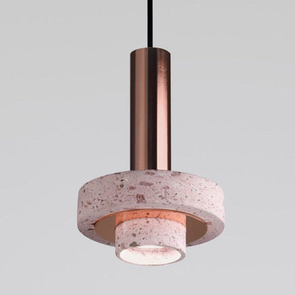 Art Deco Pendant Light With Terrazzo Accents And Colorful LED
