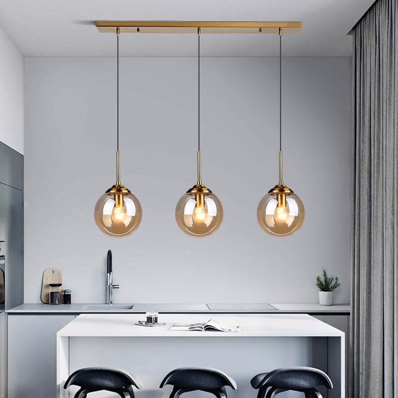 Smoke Amber Elegant Ambience Art Glass Bubble Pendant Light