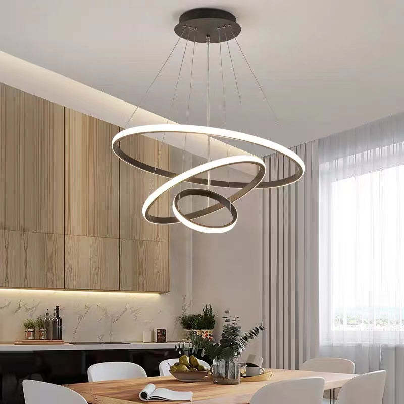 Adjustable Rings Dimmable Ring Pendant Light