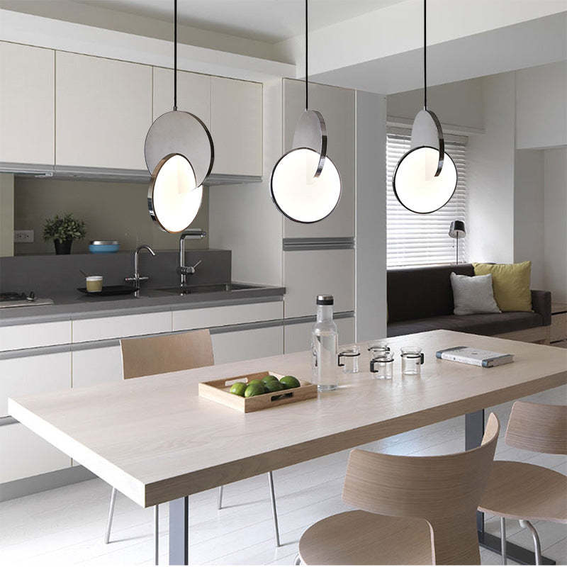 Pendant Light Disc in Gold and Silver with Soft Warm Glow