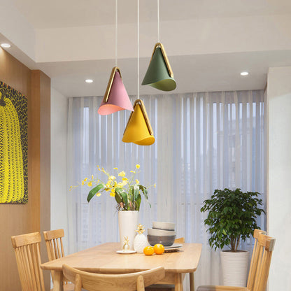 Warm Ambience Cone Metal and Wood Pendant Light