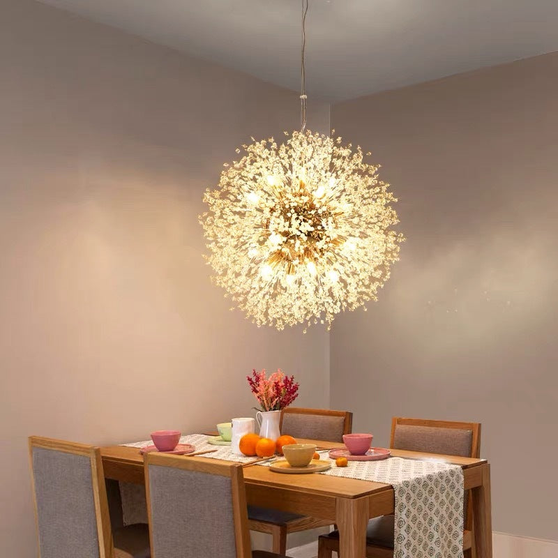 Gold Chrome Elegant Dandelion Pendant Light