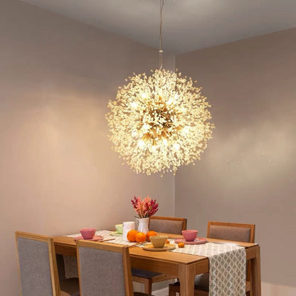Gold Chrome Elegant Dandelion Pendant Light